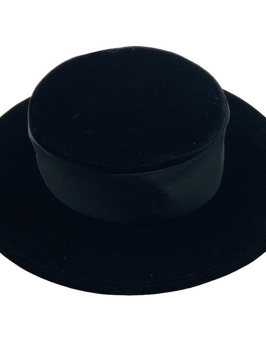 CHANEL VINTAGE RARE BLACK GROSGRAIN TRIMMED VELVET HAT main image 4